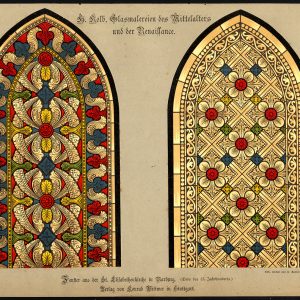 Antieke prent-GEBEKERD VENSTER-ELISABETHENKIRCHE-MARBURG-P49-Kolb-Gatternicht-1884