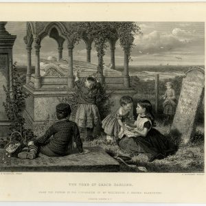 Antieke prent-KINDEREN-KERKHOF-GRAF-GRACE DARLING-Nicholls-Godfrey-c. 1860