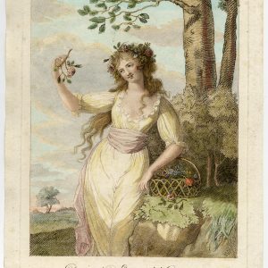 Antieke prent-JONGE VROUW-MAND-BLOEMEN-Orme-1788