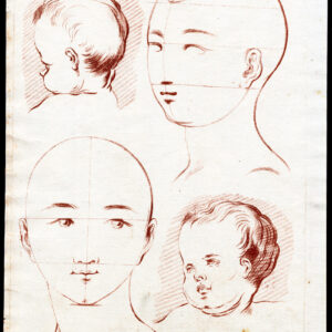 Antieke Master Print-ART STUDIE-MODEL-TEKENING-HOOFDEN-Pl. 9-Le Brun-Smith-1765