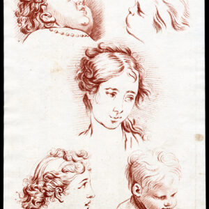 Antieke Master Print-ART STUDIE-MODEL-TEKENING-HOOFDEN-Pl. 10-Smid-1765