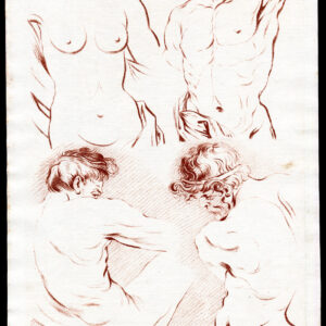 Antieke Master Print-ART STUDIE-MODEL-TEKENING-TORSOS-BODIES-Smith-1765