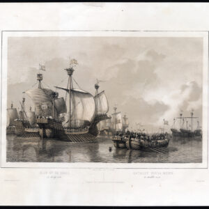 Antieke prent-MEESLAG-MAAS-HAAK EN COD-OORLOGEN-Schotel-1830