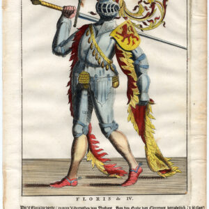 Antieke prent-FLORIS IV-GRAAF VAN HOLLAND-ARMOUR-RIDDER-1650