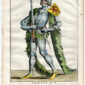 Antieke Prent-FLORIS V-GRAAF VAN HOLLAND-ZEELAND-ARMOUR-KNIGHT-1650