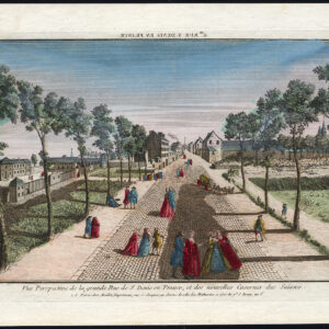 Antieke optische print-ZWITSERSE WACHT-KAZERS-PARIJS-RUE S DENIS-FRANCE-Maillet-1770