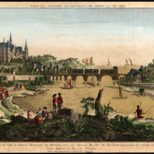 Antieke optische print-MEISSEN-ELBE-DRESDEN-DUITSLAND-Basset-1770