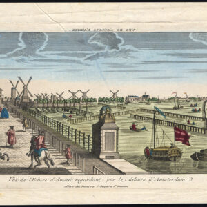 Antieke Optische Prent-AMSTEL-SLUICE-AMSTERDAM-NEDERLAND-WINDMILL-Basset-1770
