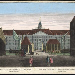 Antieke Optische Prent-OOSTINDISCH ZEEMAGAZIJN-VOC-AMSTERDAM-NEDERLAND-1770