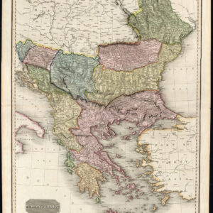 Antieke Kaart Turkije Europa Ottomaanse Rijk Griekenland Kreta Pinkerton Hebert 1814