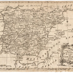 Antieke Kaart Spanje Portugal Iberisch Schiereiland Gibson De Vaugondy 1750