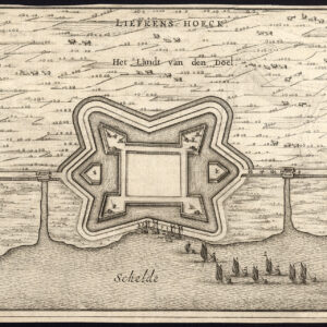 Antieke Kaart Fort Liefkenshoek Fortification België Schelde Blaeu 1649