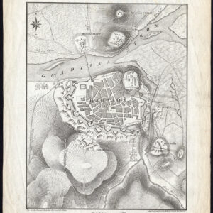 Antieke Kaart Badajoz Spanje Fortificatie Plan Borner Von Faber 1812