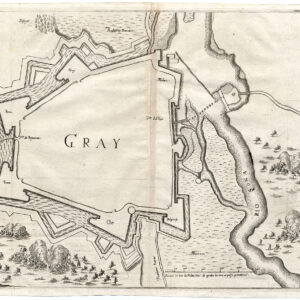 Antieke Kaart Grijs Frankrijk Fortificatie Vesting Bouttats Gualdo Priorato 1670