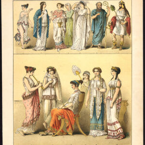 Antieke print-OUDE GRIEKENLAND-ACTEUR-DANSER-MUZIEK-PL. 10-Kretschmer-Rohrbach-1882
