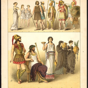 Antieke Print-OUDE GRIEKENLAND-KONING-WARRIOR-MILITARY-P 12-Kretschmer-Rohrbach-1882