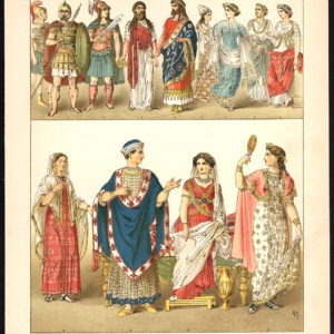 Antieke print-OUDE ETRURIA-PRIEST-WARRIOR-PL. 15-Kretschmer-Rohrbach-1882