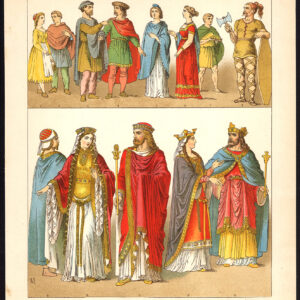 Antieke print-FRANKS-KING-BOURGONDIË-CLOTAR-KONINGIN-PL. 25-Kretschmer-Rohrbach-1882
