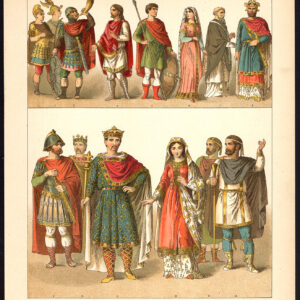 Antieke print-FRANKS-CHARLES THE BALD-WARRIOR-PL. 27-Kretschmer-Rohrbach-1882