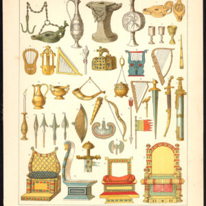 Antieke prent-MIDDENLEEN-MUZIEKINSTRUMENT-WAPEN-P28-Kretschmer-Rohrbach-1882