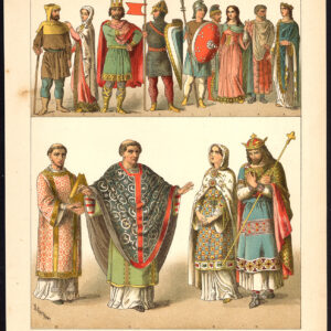 Antieke print-FRANKRIJK-KONING-NOBLE-BISHOP-WARRIOR-PL. 29-Kretschmer-Rohrbach-1882
