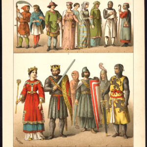 Antieke prent-FRANKRIJK-KONING-BOER-NOBILITEIT-KNIGHT-PL 34-Kretschmer-Rohrbach-1882