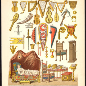 Antieke Print-MUZIEKINSTRUMENT-WAPEN-MIDDEL AGES-P35-Kretschmer-Rohrbach-1882
