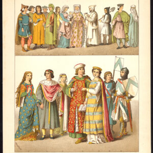 Antieke print-FRANKRIJK-MONK-KONINGIN-NOBILITY-KNIGHT-PL. 39-Kretschmer-Rohrbach-1882