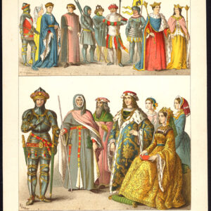 Antieke print-ENGELAND-RIDDER-HENRY VI-SOLDIER-PL. 53-Kretschmer-Rohrbach-1882