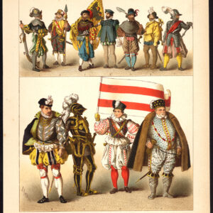 Antieke print-DUITSLAND-SOLDAAT-RIDDER-EDELMAN-PL. 67-Kretschmer-Rohrbach-1882