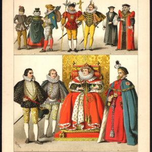 Antieke print-ENGELAND-ELIZABETH I-BISHOP-KNIGHT-PL. 73-Kretschmer-Rohrbach-1882