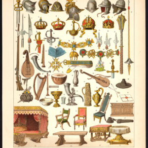 Antieke Print-WAPENS-MUZIEKINSTRUMENT-SIERADEN-PL 79-Kretschmer-Rohrbach-1882