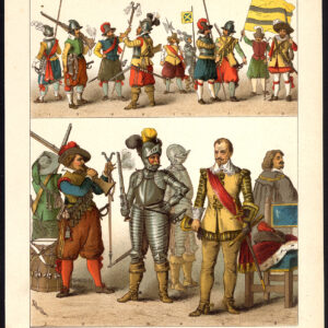 Antieke prent-DUITSLAND-MUSKETEER-WAPEN-WALLENSTEIN-P 83-Kretschmer-Rohrbach-1882