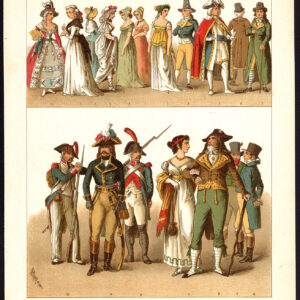 Antieke Print-FRANCE-INCROYABLES-GRENADIER-DRESS-PL 100-Kretschmer-Rohrbach-1882