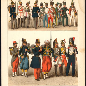 Antieke print-FRANKRIJK-PRUSLAND-MILITAIRE-ENGELAND-PL. 103-Kretschmer-Rohrbach-1882