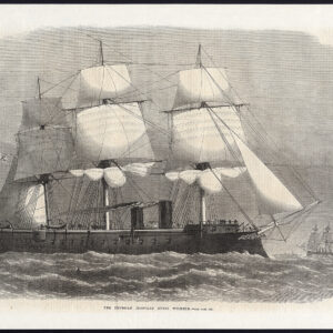 Antieke prent-ZEILSCHIP-IJZERKLEDING OORLOGSSCHIP-PRUSLAND-KONIG WILHELM-1869