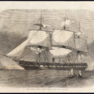 Antieke prent-STEAM FRIGAAT-ZEILSCHIP-USS MERRIMACK-USA-Smyth-1856