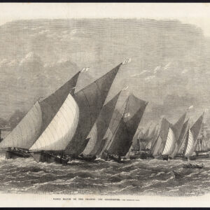 Antieke prent-ZEILSCHIP-BARGE-RACE-THAMES-ENGLAND-GREENHITHE-1868