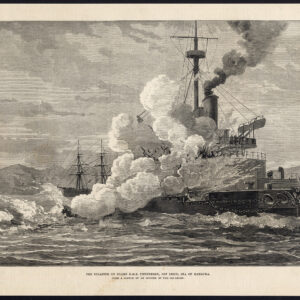 Antieke prent-HMS THUNDERER-RAMP-BRITISH ROYAL NAVY-WARSHIP-Weedon-1879