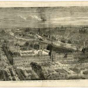 Antieke prent-PARIJS-LOUVRE-RUE DE RIVOLI-FRANCE-BIRD'S EYE VIEW-Thomas-1855