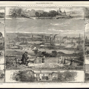 Antieke prent-THE QUEEN'S BEZOEK AAN LEEDS-ENGLAND-KIRKSTALL ABBEY-1858