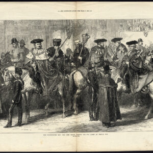 Antieke prent-TEMPLE BAR-THE CITY OF LONDON-THANKSGIVING-LORD BURGER-Hunt-1872