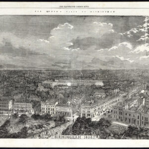 Antieke prent-THE QUEEN'S BEZOEK AAN BIRMINGHAM-ENGLAND-VIEW-Dudley-1858