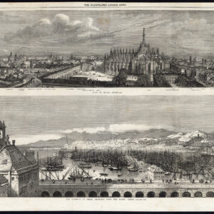 Antieke prent-MILAN-GENOA-ITALIË-HARBOUR-VIEW-Jackson-1858