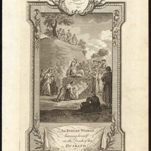 Antieke prent-VROUW die zichzelf verbrandt-DOOD ECHTGENOOT-INDIA-Walker-Wale-1782