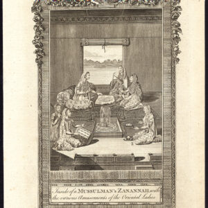 Antieke prent-MUSLEM VROUWEN-ZENANA-AMUSEMENTS-SPEELMUZIEK-Phillips-Smith-1782