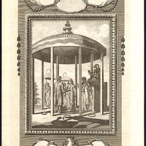 Antieke prent-JAPAN-NUPTIAL CEREMONY-BRUILOFT-PRIESTER-TEMPEL-Pagina-Wale-1782