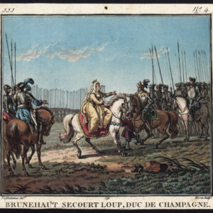 Antieke prent-BATTLE-BRUNHILDA-AUSTRASIË-LOUP-CHAMPAGNE-Moret-Desfontaines-1791