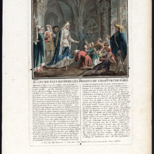 Antieke prent-BLANCHE VAN CASTILLE-KONINGIN-FRANKRIJK-PARIJS-GEVANGENIS-Morret-Sergent-1787