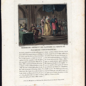 Antieke prent-BERTRUDE-CLOTHAR II-FRANKS-QUEEN-Moret-Desfontaines-1791